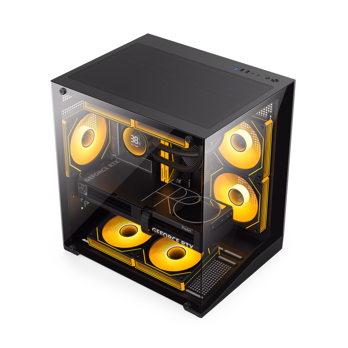 Defender Mini T in Black &mdash; empty chassis showing motherboard tray and PSU shroud