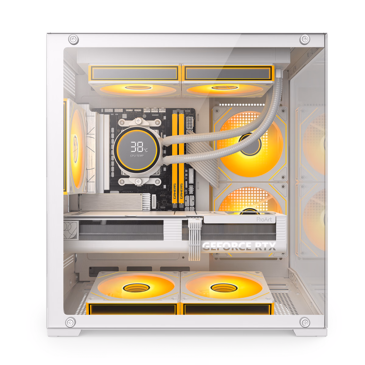 Defender Mini T in White — configured build with 240 mm top radiator