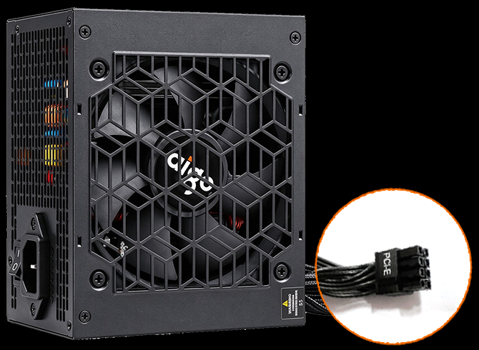 TY550 front view with 6+2 pin PCIe connector highlighted
