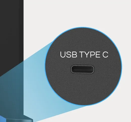 Magnified view of the USB Type-C port