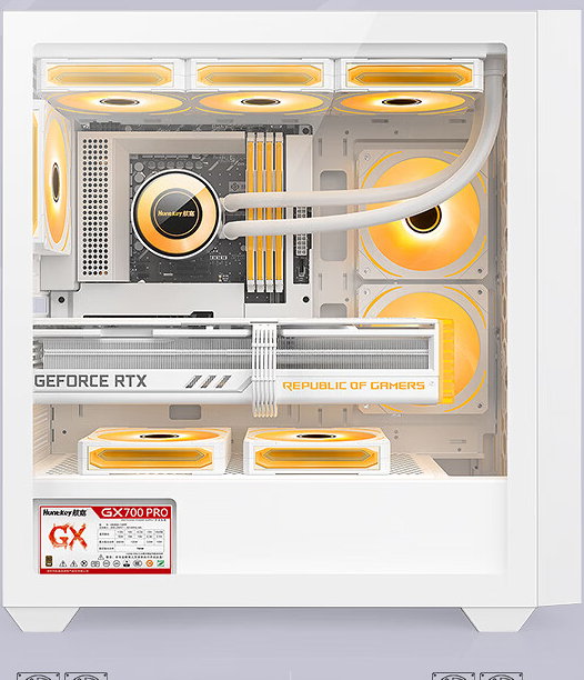 GX750C interior showing all eleven 120 mm fan positions