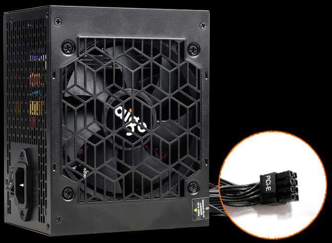 TY850 front view with 6+2 pin PCIe connector highlighted
