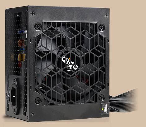 TY850 850W power supply front view: honeycomb fan grille and zinc-coated steel shell